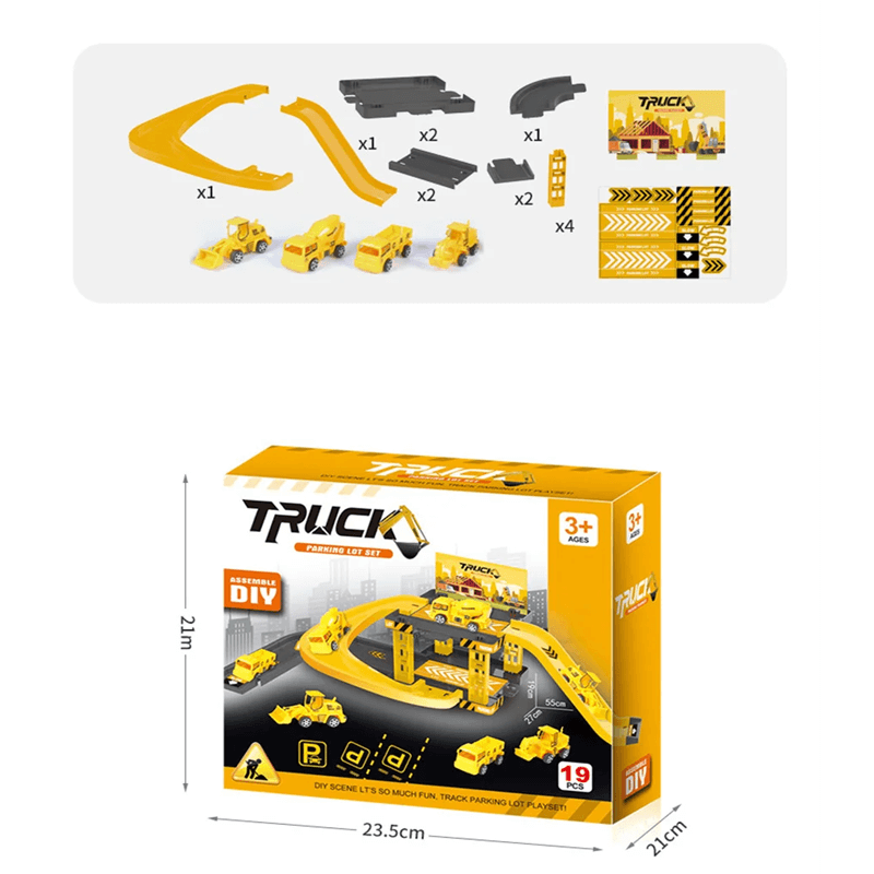 Auton pysäköintitalo lelusetti – vapaa kokoonpano useilla leluautoilla ja eri tyyleillä