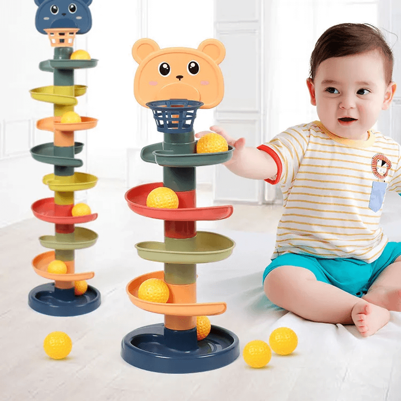 Montessori Ball Slide for Children | Opetuspakkaus, jossa on värilliset renkaat - Sensory Play & Early Development 3m+