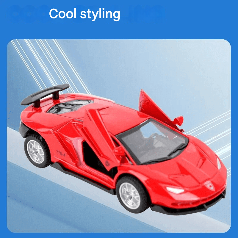 Diecast-urheiluauton malli Lelu – Mini Racing -auto, jossa on taitettava rakenne