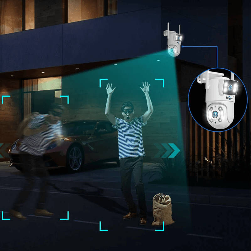 360° WiFi Dual Lens -valvontakamera | AI Human Detection, yökuvaus, IP66 ja mobiiliohjaus