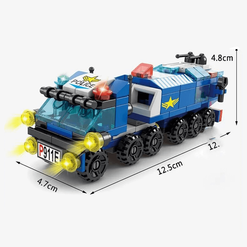 Älykkyyttä kehittävät 6-in-1-rakennuspalikat – paloauto, poliisiauto ja insinööriauto