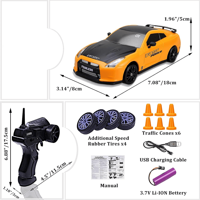 1:24 RC Drift Car neliveto - 15km/h nopea ja dynaaminen kilpa-ajo