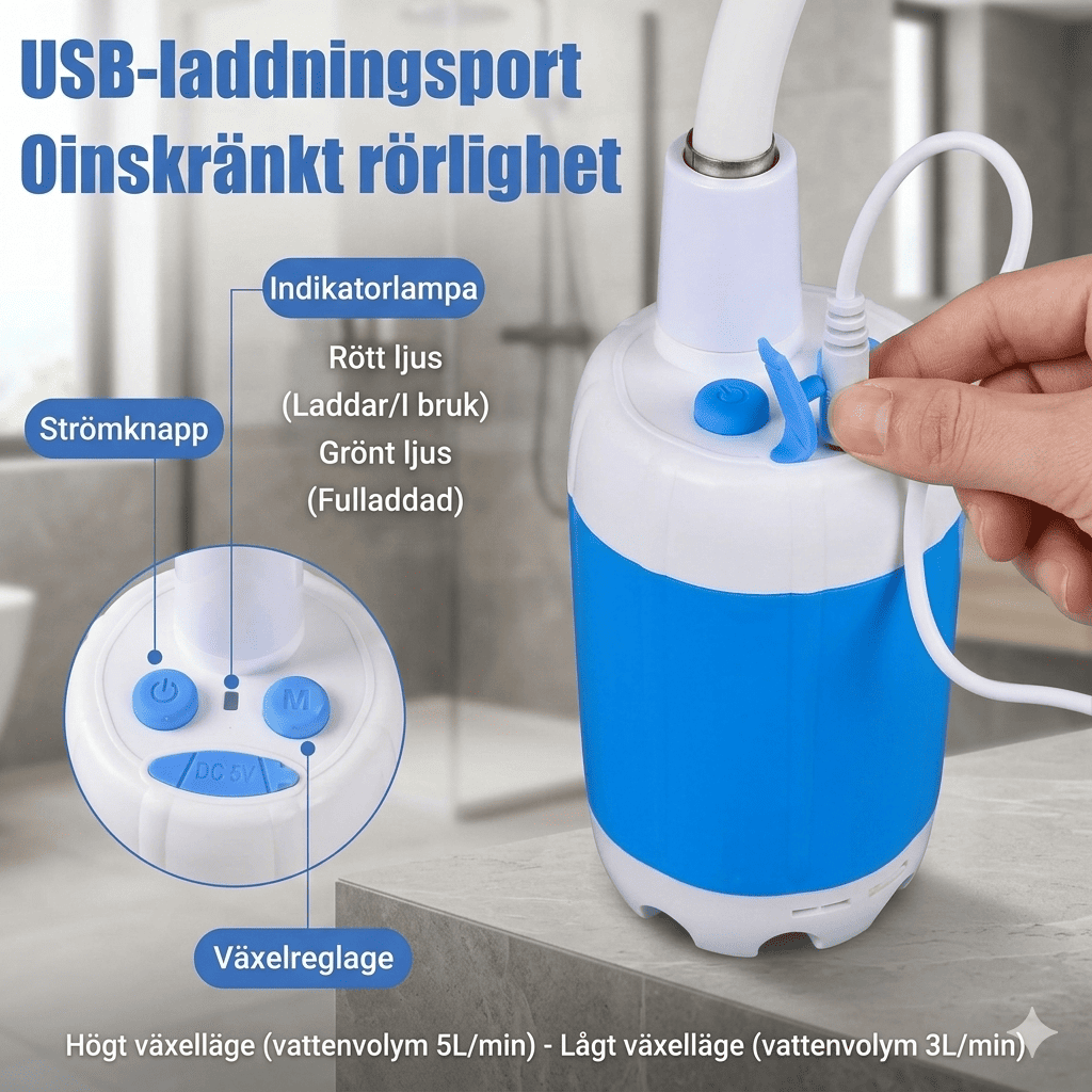 CampFlow - Kannettava suihkuyksikkö vesipumpulla