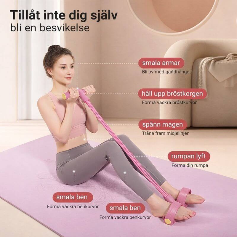 FlexPulse – Poljinpohjainen kuntolaite vastuskuminauhoilla venyttelyyn, vatsalihasten, jalkojen, käsien ja koko kehon harjoitteluun