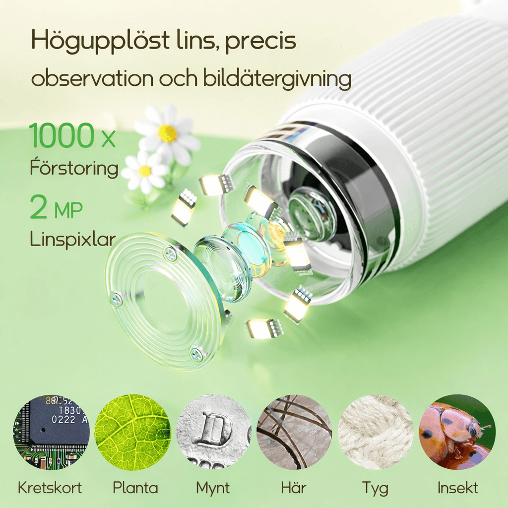 MicroPlay – Digitaalinen lastenmikroskooppi, 1000× suurennus, 2” IPS-näyttö sekä valokuva- ja videotoiminto