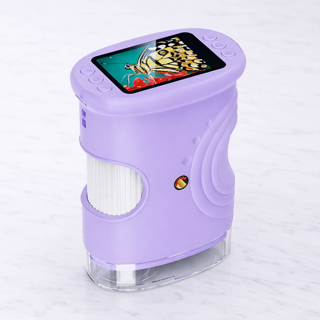 PocketScope – Kädessä pidettävä digitaalinen lastenmikroskooppi, 2 tuuman näyttö, jopa 1000-kertainen suurennus ja valokuva- ja videotoiminto