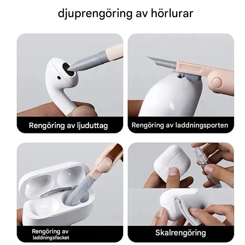 CleanMate - 7-in-1 näppäimistön ja kuulokkeiden puhdistussarja | Älykäs hoitoratkaisu tietokoneelle ja teknisille vempaimille.