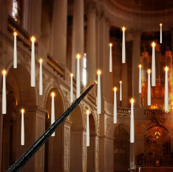 Kelluva LED-kynttilä sauvalla kaukosäätimellä | Liekittömät roikkuvat koristekynttilät jouluun, Halloweeniin ja häihin