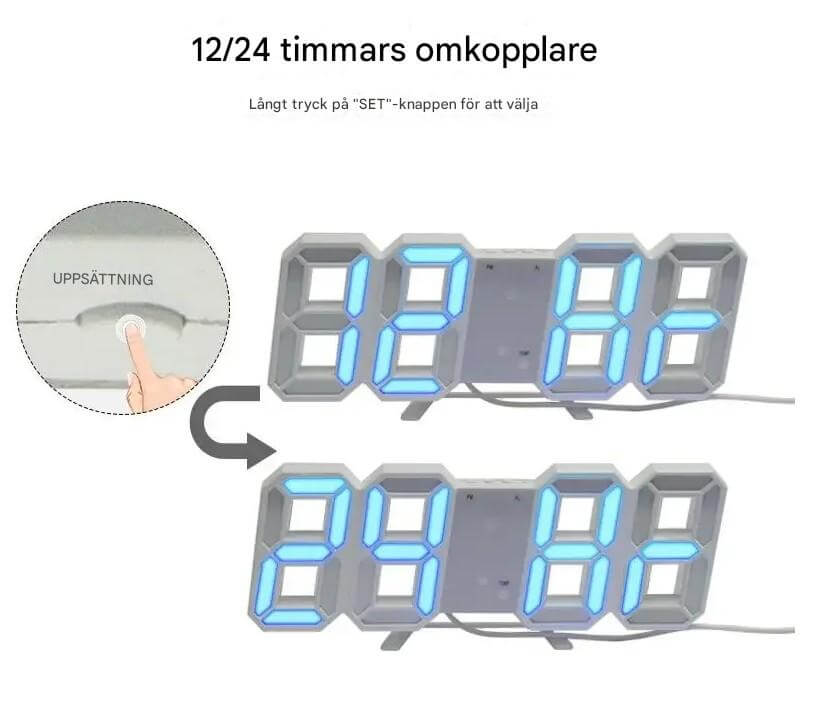 BrightChrono - 3D digitaalinen LED seinä- ja pöytä kello | Tyylikäs aikanäyttö kotiin ja toimistoon.