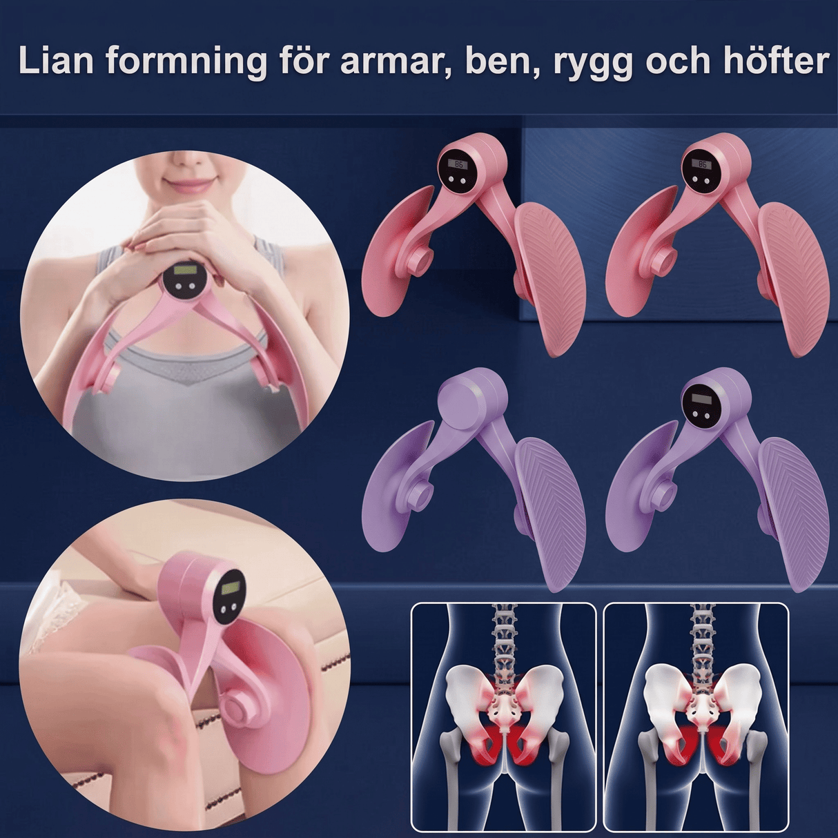 SlimTone - Lantionpohjavalmentaja ja reisien sisäpuolen valmentaja vastuksella | Tehokas harjoittelu jaloille, lantiolle ja käsivarsille