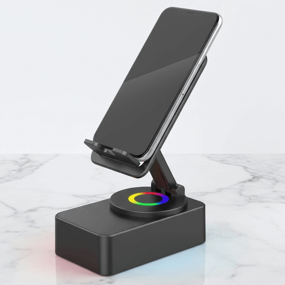 EchoStand – 5-in-1 langaton Bluetooth-kaiutin, matkapuhelinteline ja virtapankki matkoille, kotiin ja juhliin