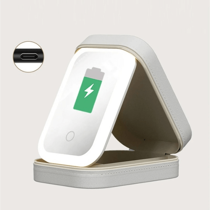 GlamVault - Matkustusystävällinen meikkisäilytys sisäänrakennetulla LED-peilillä | Kätevä säilytys tyylikkäästi