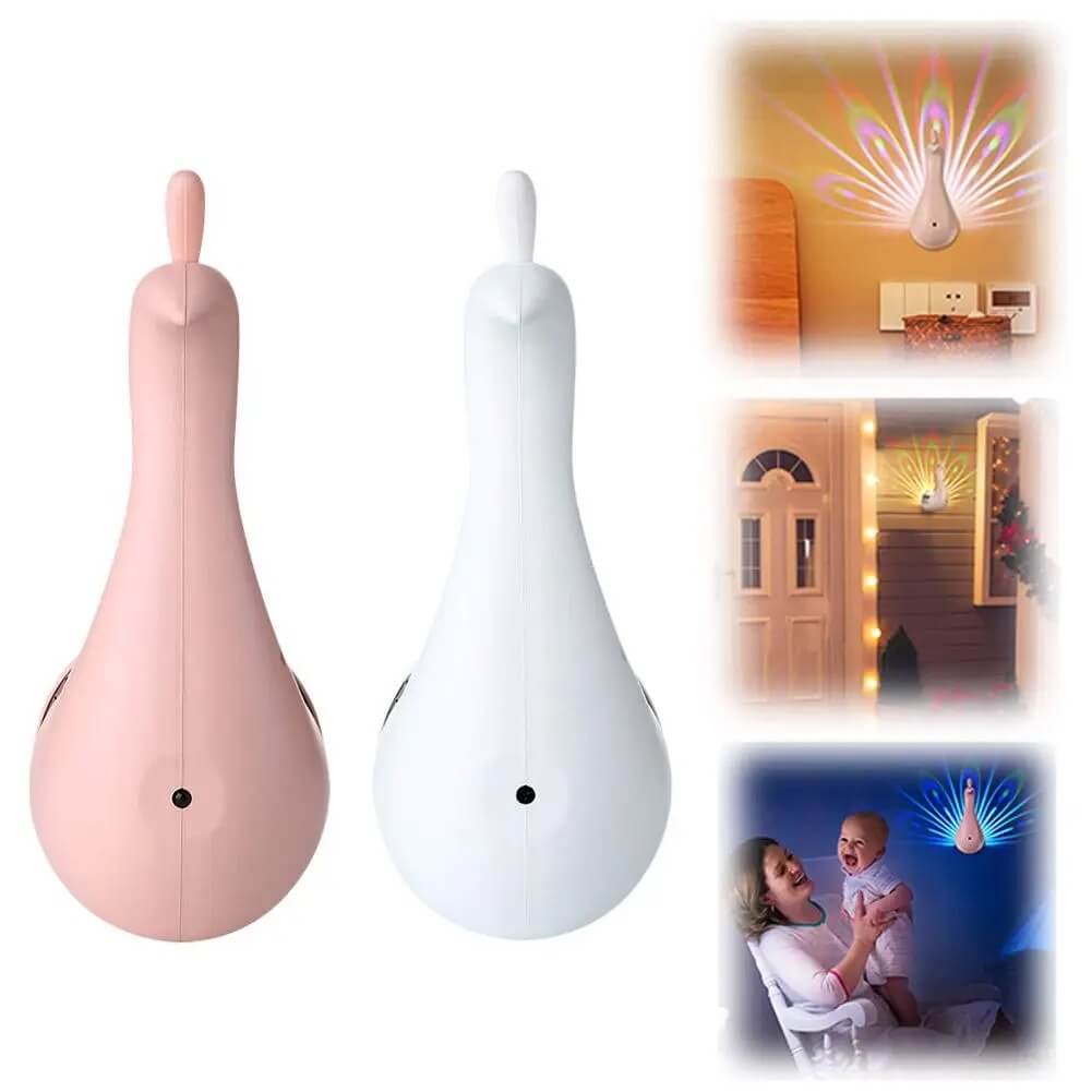 PeacockGlow - Kauko-ohjattava riikinkukko-projektorilamppu värikkäällä tunnelmalla | Luova yövalo makuuhuoneeseen ja kotiin