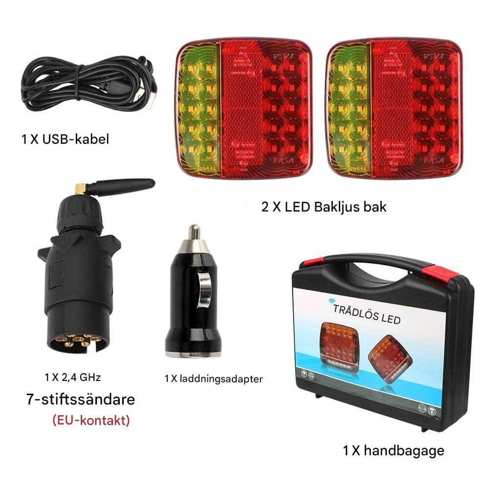 TrailMagnet - Magneettiset langattomat LED-takavalot perävaunuihin, asuntovaunuihin ja kuorma-autoihin | 5-toiminen langaton jarruvalo