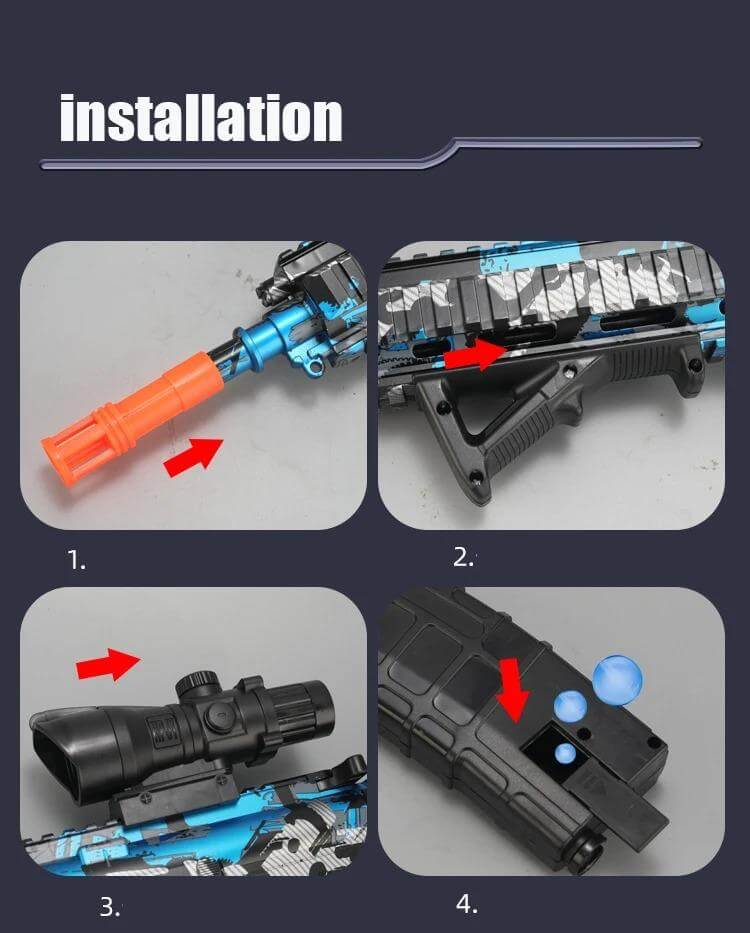 BlastForge - M416 Jelly Rifle 7.4V akulla ja kaksoislippaalla | Aktiiviseen ulkoleikkiin