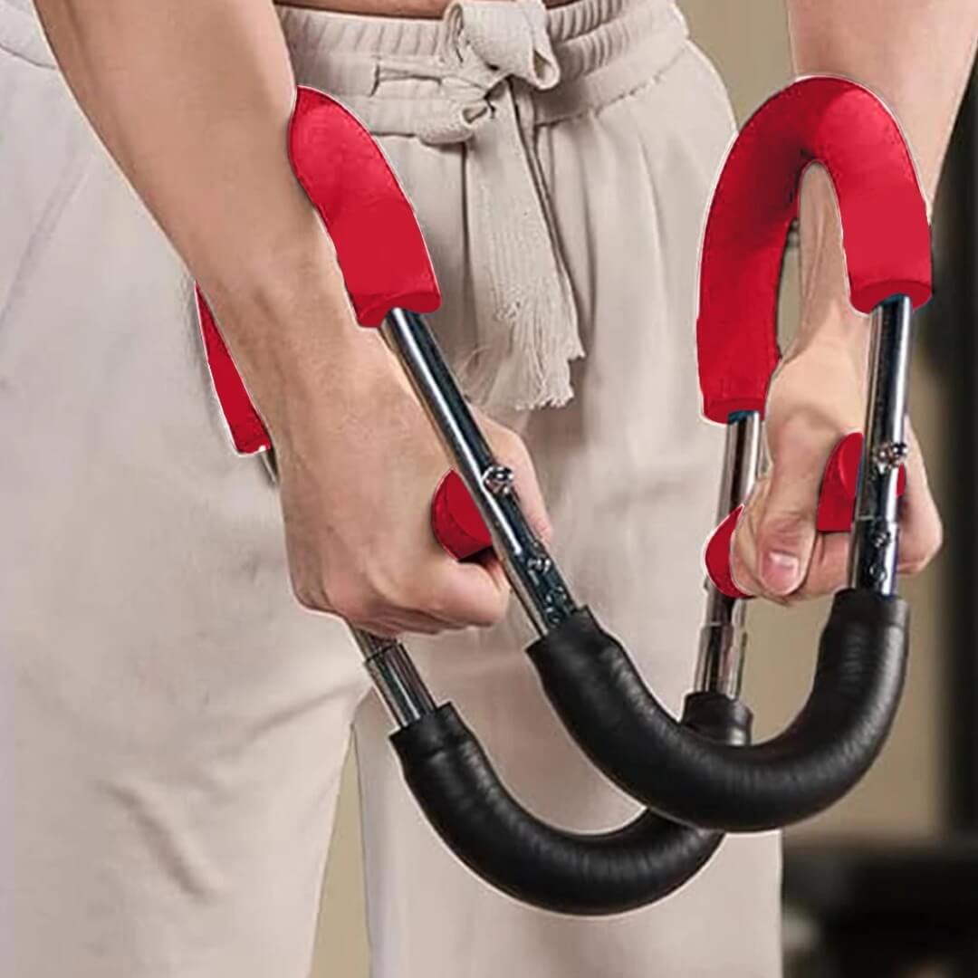 PowerFlex - Säädettävä rinta- ja käsivarsivalmentaja | U-muotoinen laajennin voimaharjoitteluun kahvaystävällisellä vaahdolla.