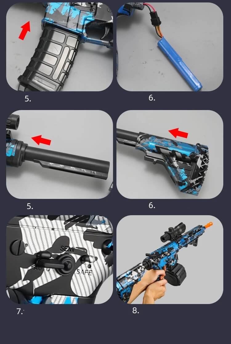 BlastForge - M416 Jelly Rifle 7.4V akulla ja kaksoislippaalla | Aktiiviseen ulkoleikkiin