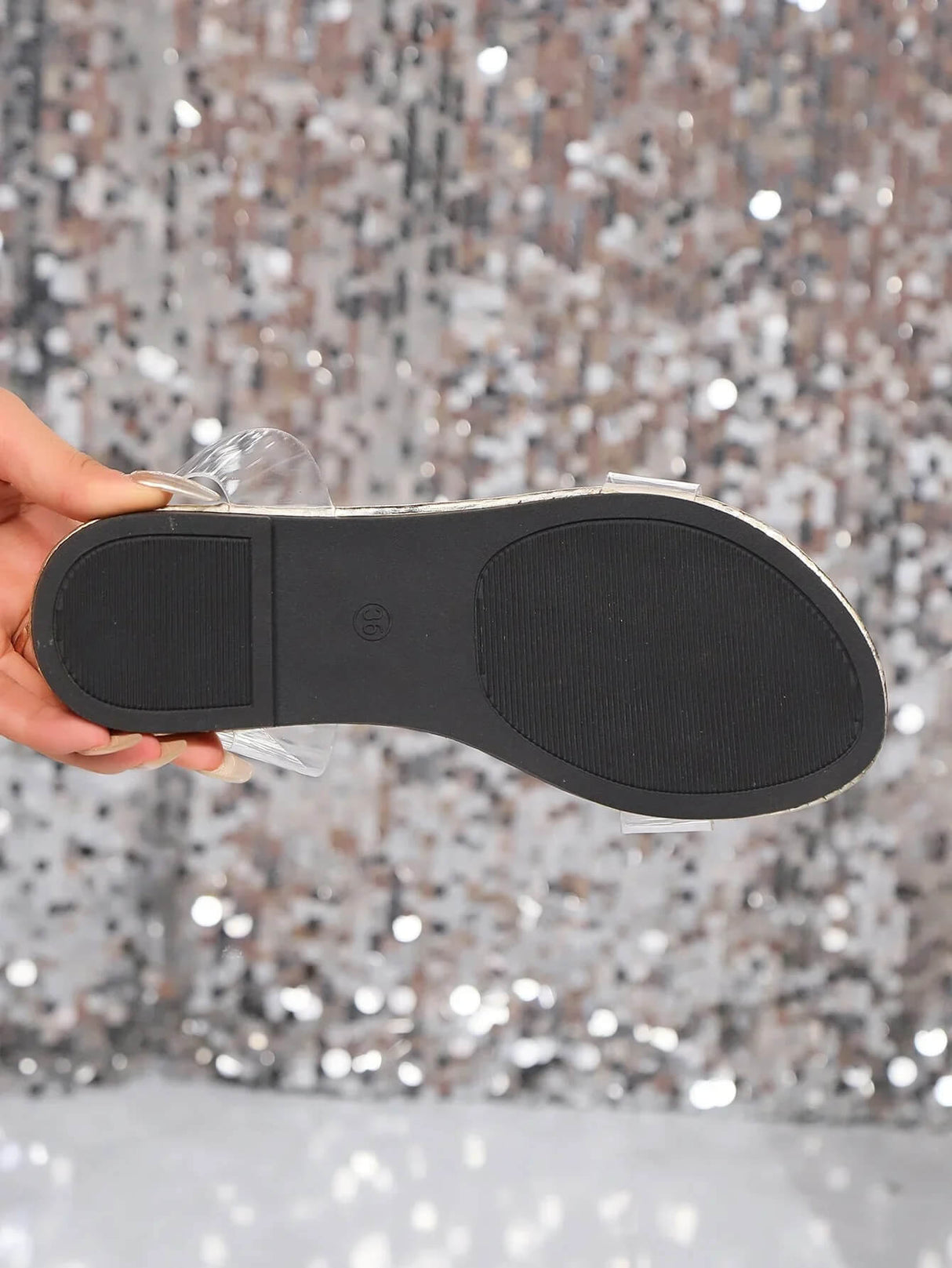 GlitzaWalk - Naisten sandaalit, joissa on strassit ja läpinäkyvät hihnat | Mukavat Plus koon kesäkengät