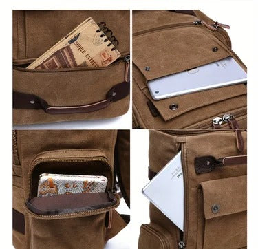 NomadiqPack - Vintage Canvas reppu matkustamiseen | Tyyli, toiminto ja joustavuus yhdessä