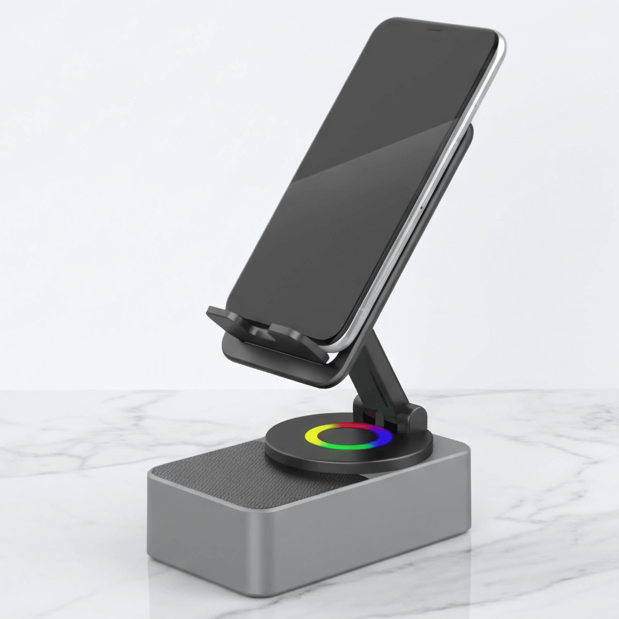 EchoStand – 5-in-1 langaton Bluetooth-kaiutin, matkapuhelinteline ja virtapankki matkoille, kotiin ja juhliin