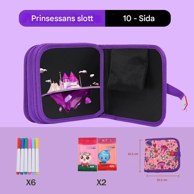 DoodleBloom - Uudelleenkäytettävä lasten piirustuskirja | Pyyhittävä & Kannettava luovuus Magic Penillä