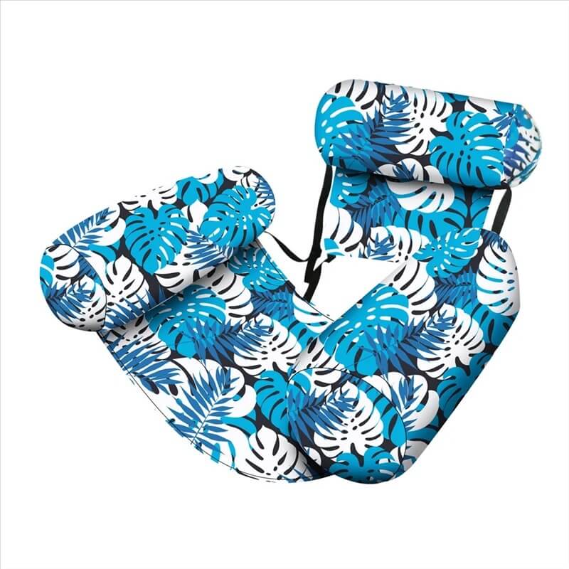 HydroHammock - Puhallettava kelluva tuoli aikuisille | Mukava allas riippumatto, jossa on niskatyyny ja kasvikuvio