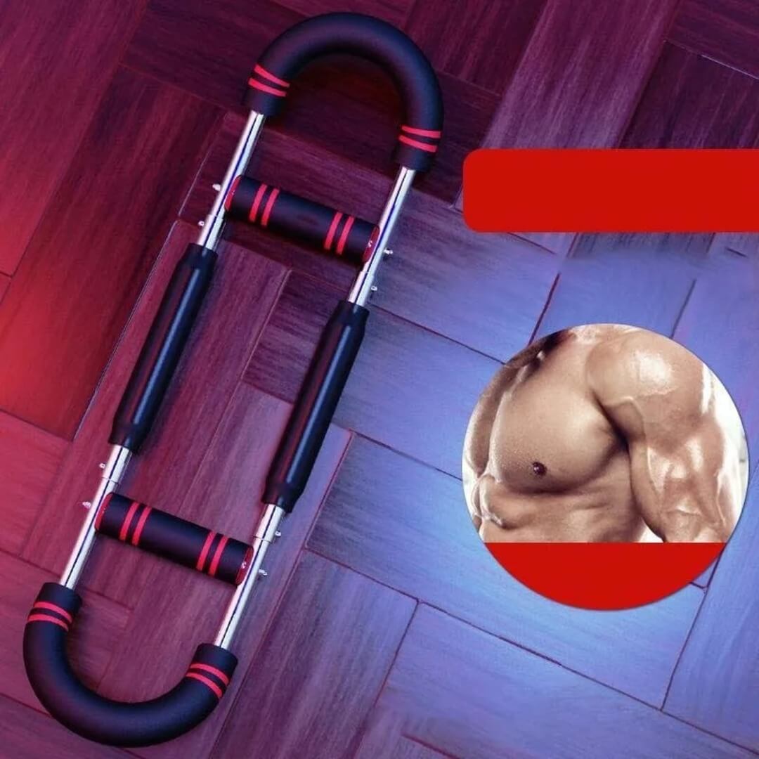 PowerFlex - Säädettävä rinta- ja käsivarsivalmentaja | U-muotoinen laajennin voimaharjoitteluun kahvaystävällisellä vaahdolla.