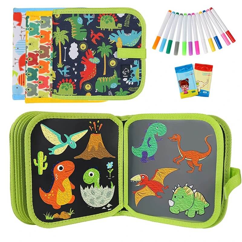 DoodleBloom - Uudelleenkäytettävä lasten piirustuskirja | Pyyhittävä & Kannettava luovuus Magic Penillä