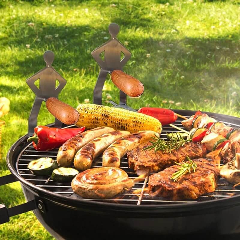 Sausbro - Kannettava ruostumattomasta teräksestä valmistettu makkarateline retkeilyyn, grillaukseen ja piknikille