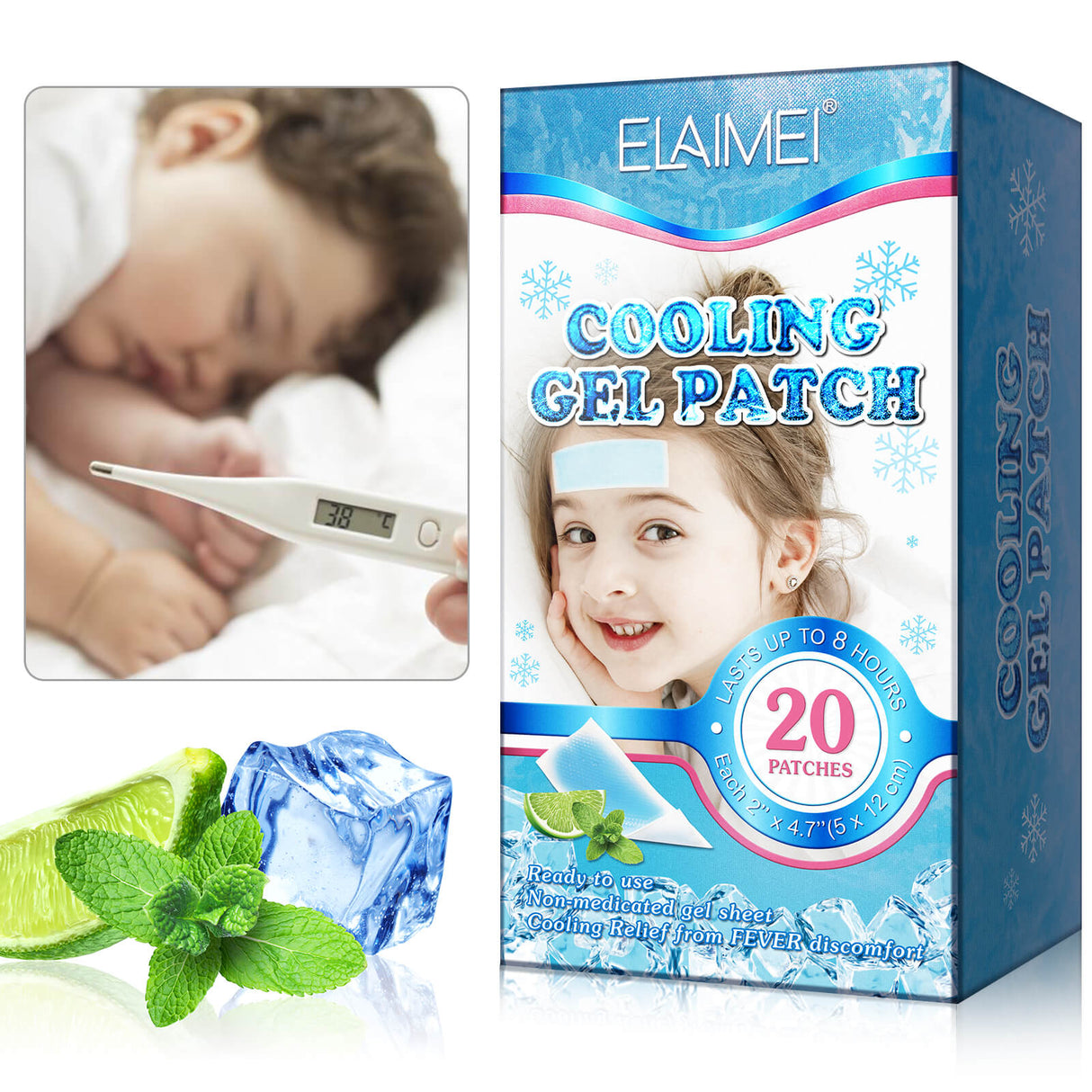 CooliPatch - Kuumelaastarit lapsille | Jäähdyttävät geelilaastarit luonnolliseen helpotukseen ilman lääkkeitä