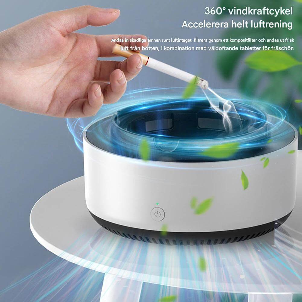 SmokeGuard - 2-in-1 tuhkakuppi ja ilmanpuhdistin | Auttaa parantamaan ilmanlaatua kodeissa ja toimistoissa.