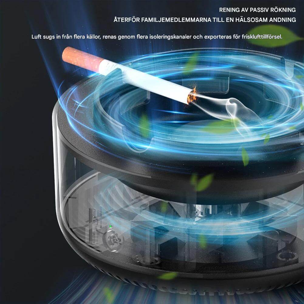 SmokeGuard - 2-in-1 tuhkakuppi ja ilmanpuhdistin | Auttaa parantamaan ilmanlaatua kodeissa ja toimistoissa.