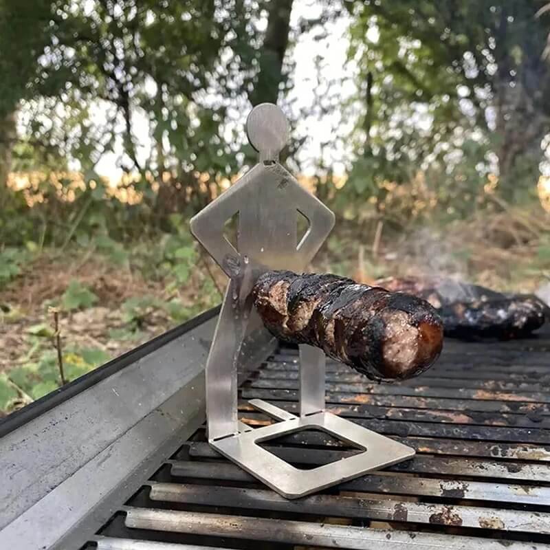 Sausbro - Kannettava ruostumattomasta teräksestä valmistettu makkarateline retkeilyyn, grillaukseen ja piknikille