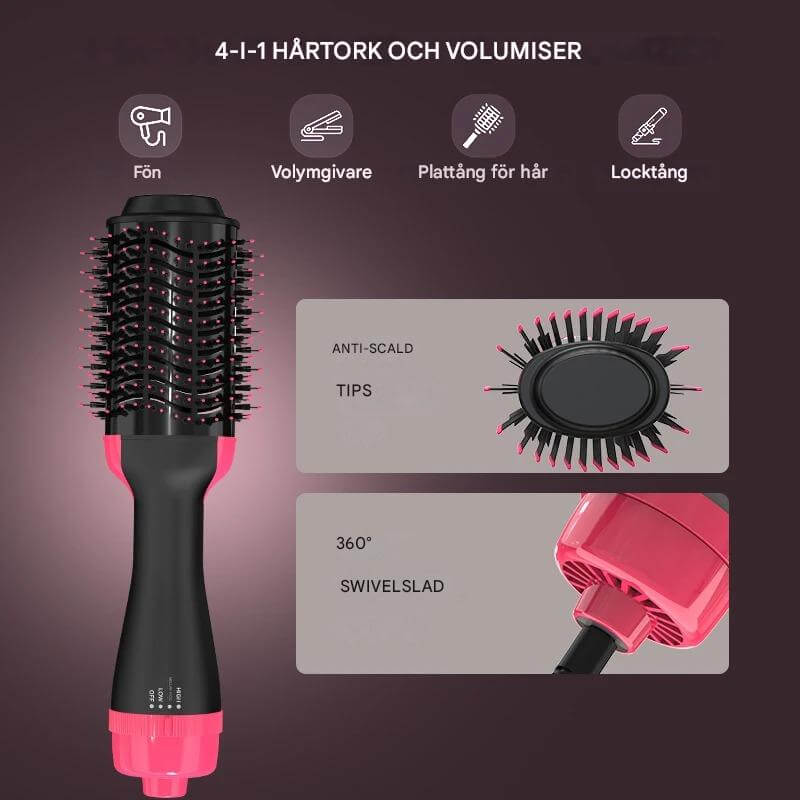 StylePro - 4-in-1 kuumailmaharja föönaukseen, tuuheuttamiseen ja muotoiluun | Helppo hiusten muotoilu yhdellä laitteella
