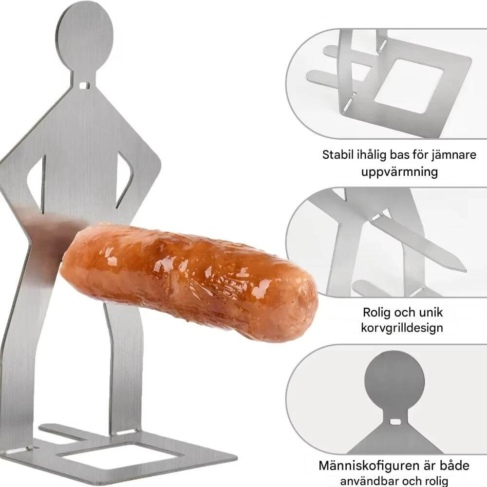Sausbro - Kannettava ruostumattomasta teräksestä valmistettu makkarateline retkeilyyn, grillaukseen ja piknikille