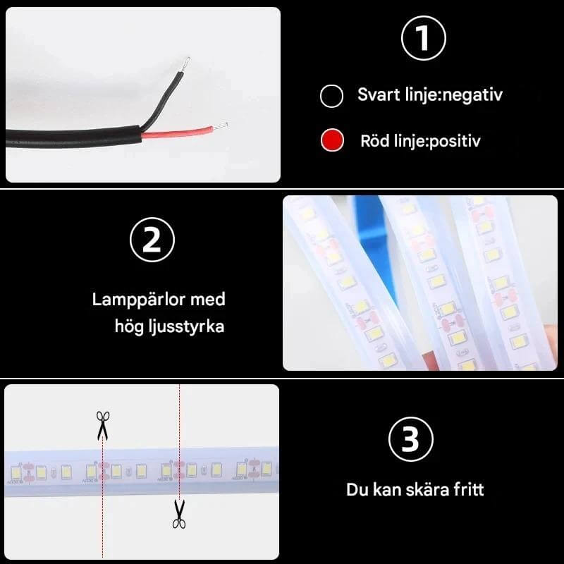 GlowTail - LED DRL Car Headliner | 150cm sekventiaalinen valonauha vedenkestävällä muotoilulla