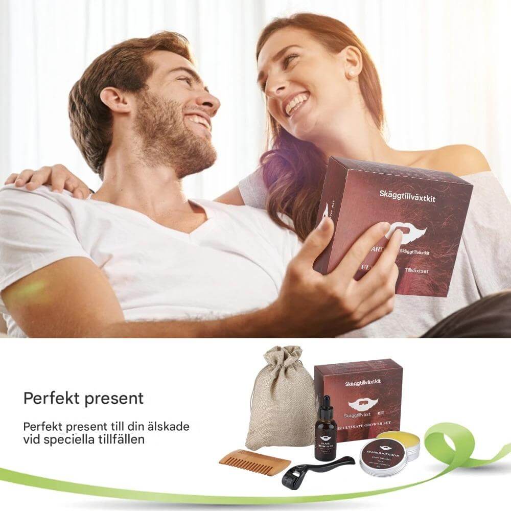 BeardPeak – Partahoitopakkaus, jossa öljy, balsami, mikroneulakela ja kampa hyvin hoidetulle partalle