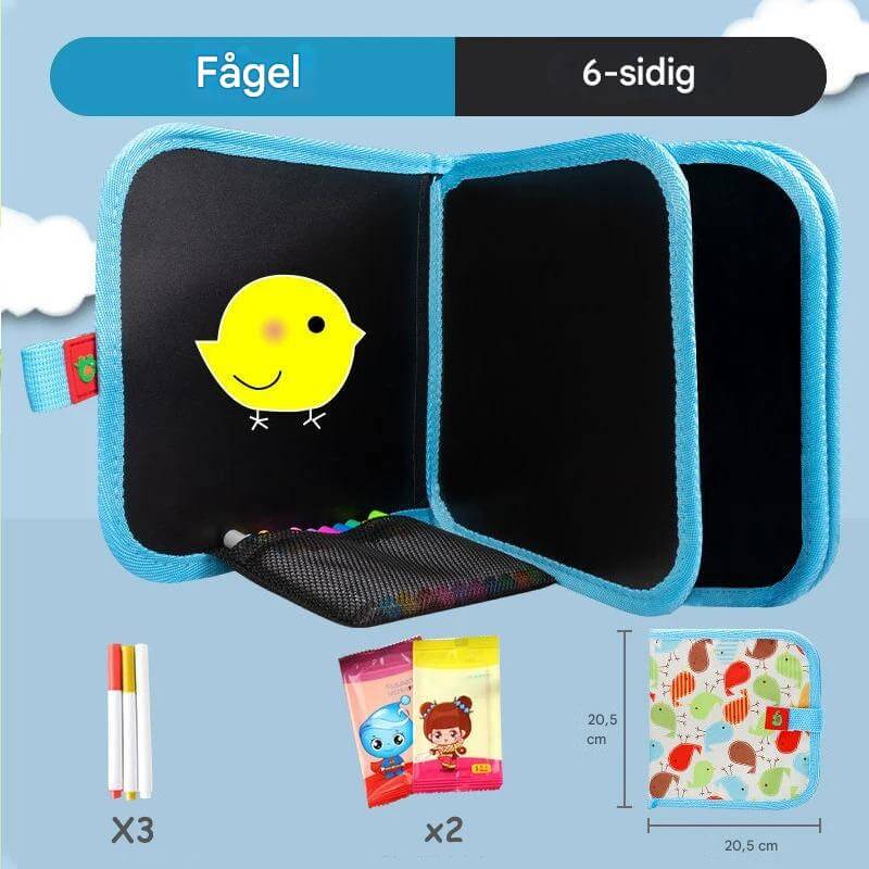 DoodleBloom - Uudelleenkäytettävä lasten piirustuskirja | Pyyhittävä & Kannettava luovuus Magic Penillä