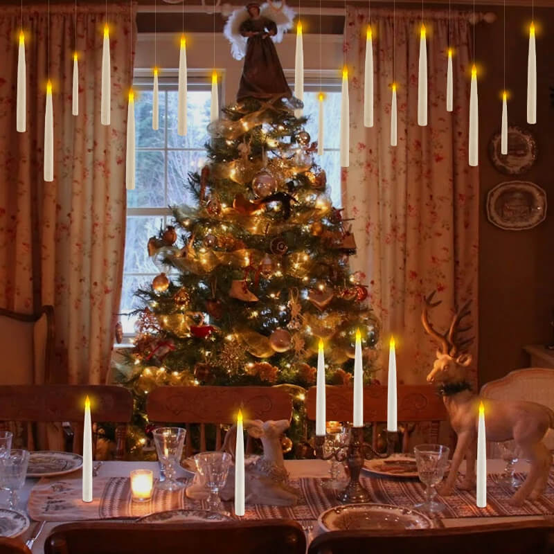 Kelluva LED-kynttilä sauvalla kaukosäätimellä | Liekittömät roikkuvat koristekynttilät jouluun, Halloweeniin ja häihin