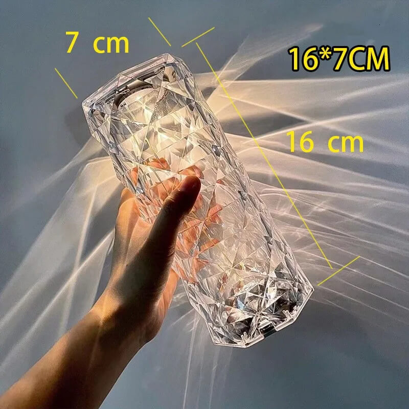 Kristallilamppu, jossa on 16 väriä ja Diamond Rose LED-valo - Kosketus ja kaukosäädin USB ladattava, romanttinen tunnelma kotiin