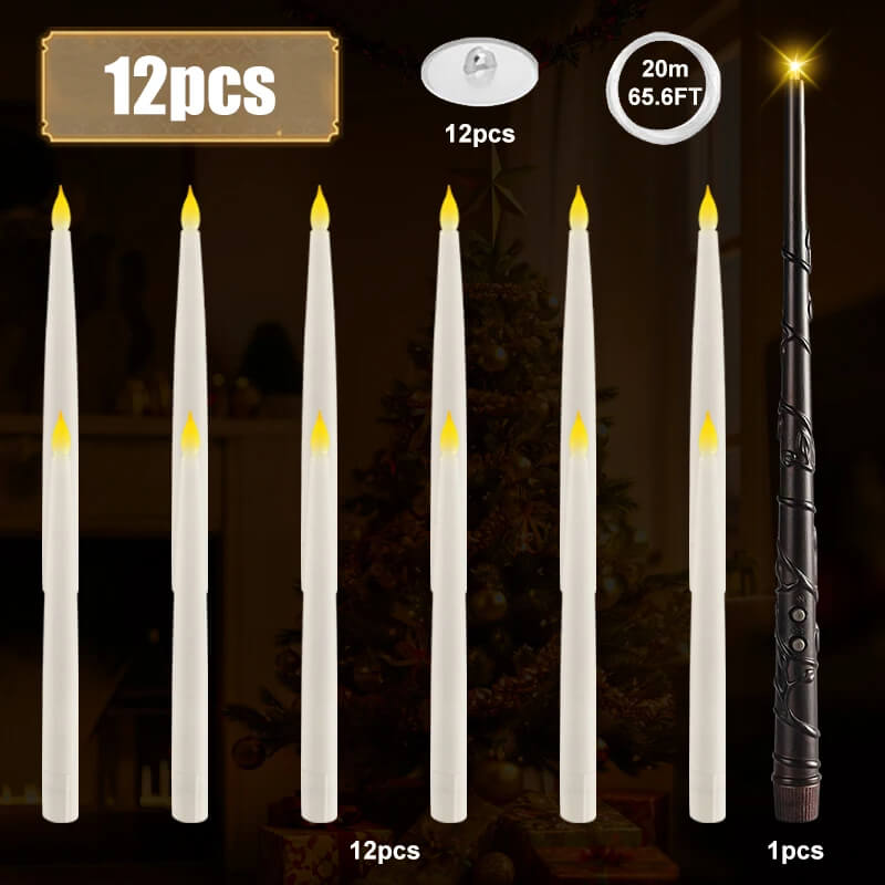 Kelluva LED-kynttilä sauvalla kaukosäätimellä | Liekittömät roikkuvat koristekynttilät jouluun, Halloweeniin ja häihin