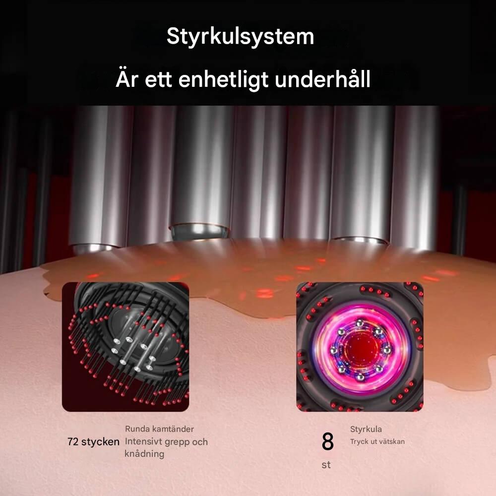 Punaisen valon terapian sähköinen hierontakampa - öljyn annostelijan kanssa