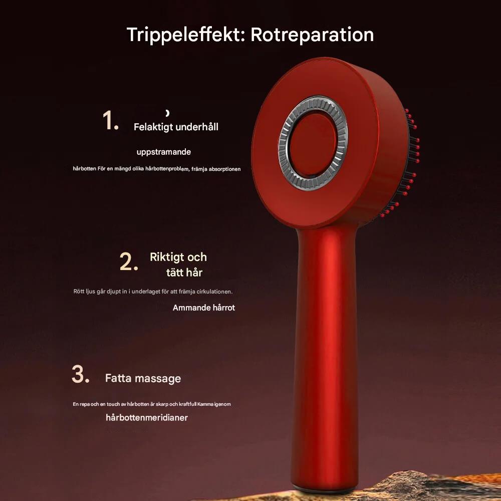 Punaisen valon terapian sähköinen hierontakampa - öljyn annostelijan kanssa