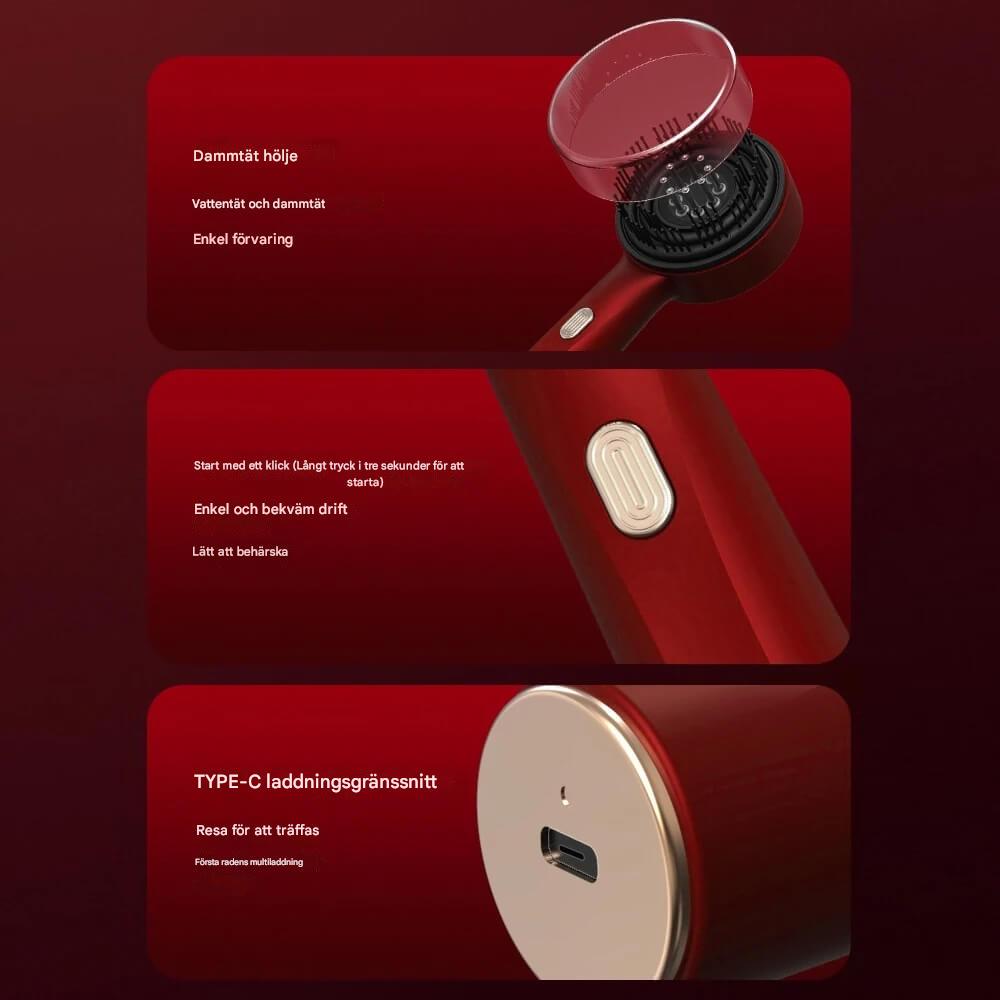 Punaisen valon terapian sähköinen hierontakampa - öljyn annostelijan kanssa