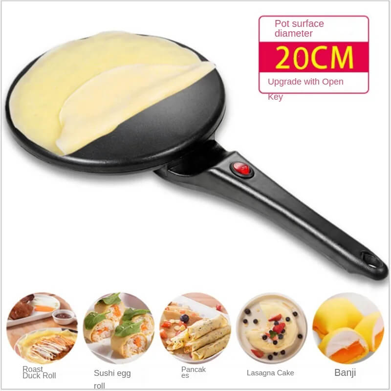 Electric Crepe and Pancake Maker - tarttumaton paistinpannu (20 cm), jossa on lämpötilan säätö | Tortilloille, kääreille, aamiaiselle ja ohuelle leivälle.