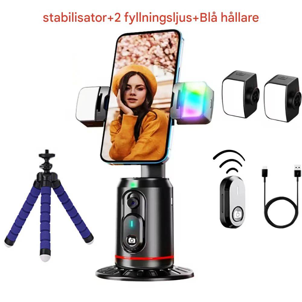 AiveloTrack - AI 360° Face Tracking Mobile Holder | Hands Free Recording for Vlogs, Live Broadcasts & Video Calls (Vlogit, suorat lähetykset ja videopuhelut)