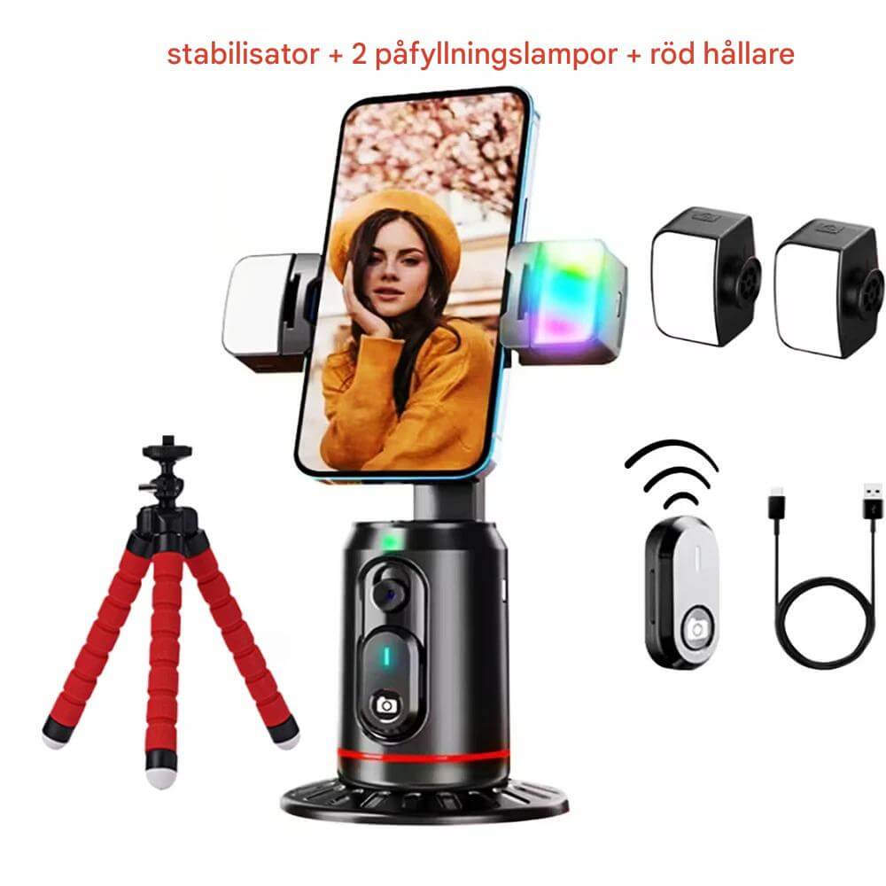 AiveloTrack - AI 360° Face Tracking Mobile Holder | Hands Free Recording for Vlogs, Live Broadcasts & Video Calls (Vlogit, suorat lähetykset ja videopuhelut)