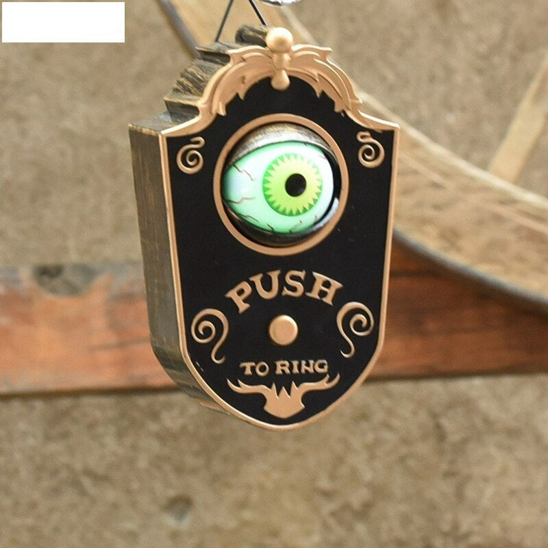 Pelottava Halloween-ovikello, jossa on hehkuva silmä | Ääni- ja valoefektit - realistinen koriste karkki- tai kepposteluun