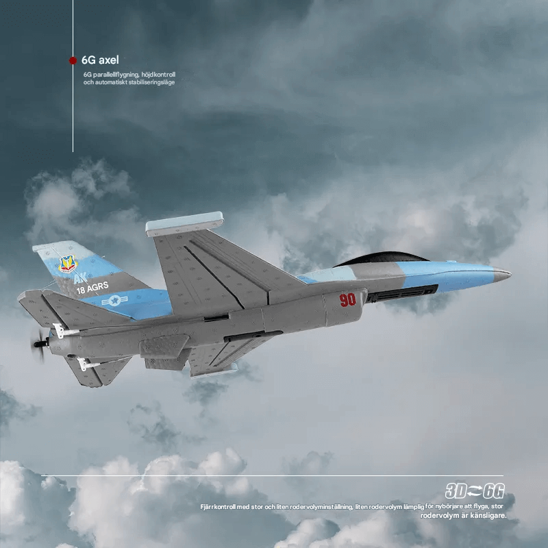 Kauko-ohjattava RC F16 Foam Jet Aircraft - 2.4G, realistinen potkuri, liidintoiminto ja pitkä kantama