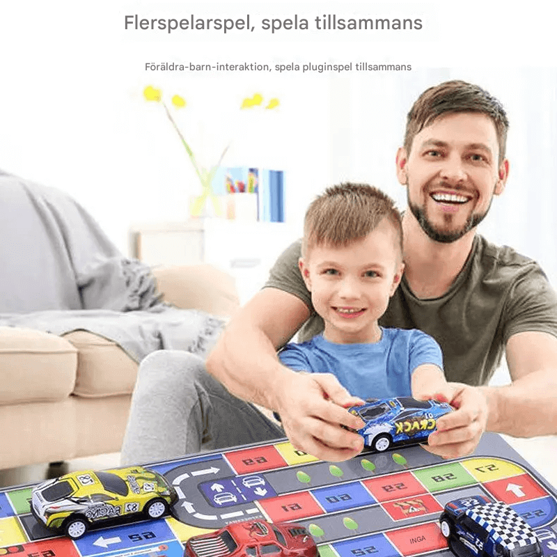 Lasten mini-kilpa-autosetti – kestävä rakenne ja jousitus